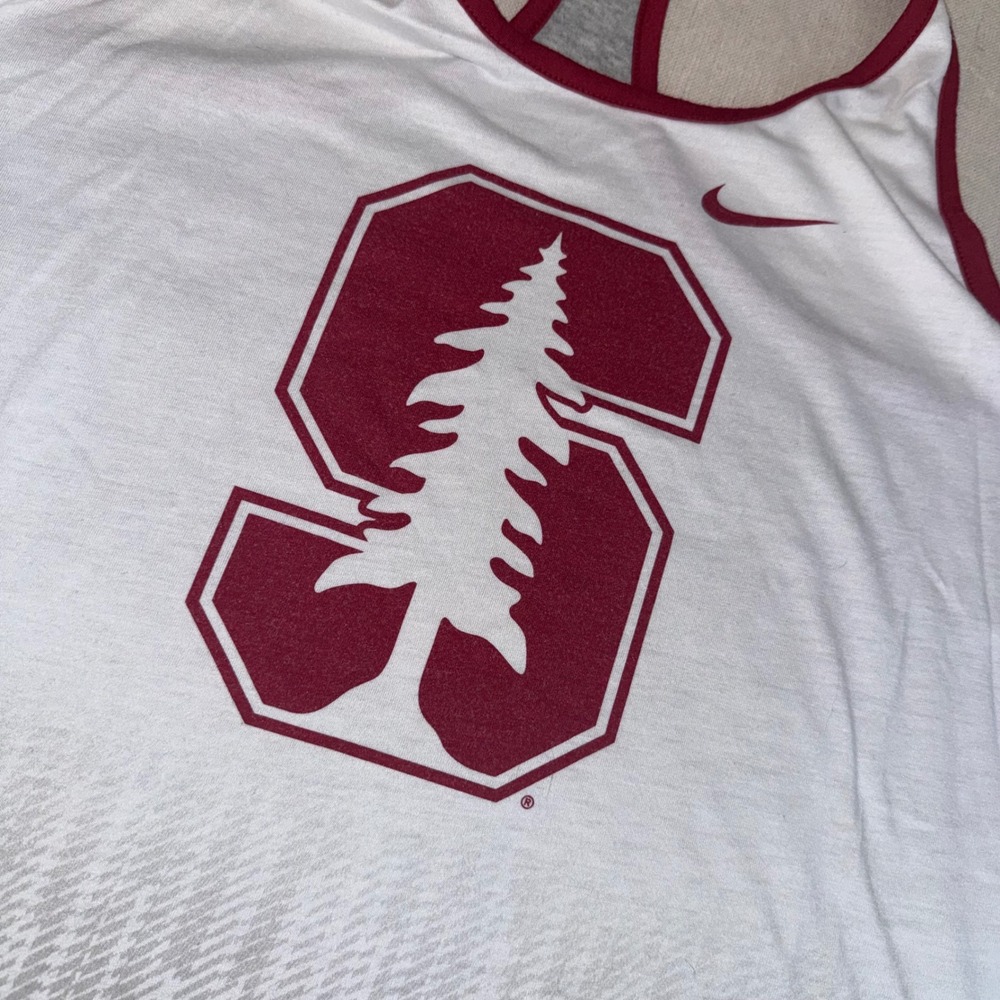 Nike Stanford University Cardinal Dri-FIT Racerback Tank Top White Grey Large